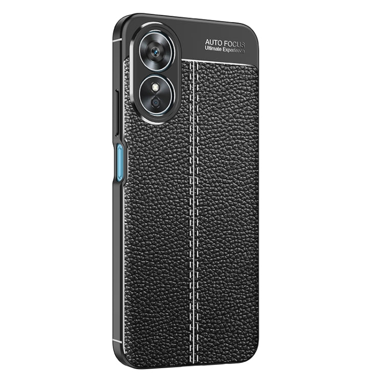 For OPPO A17 Litchi Texture Shockproof TPU Phone Case