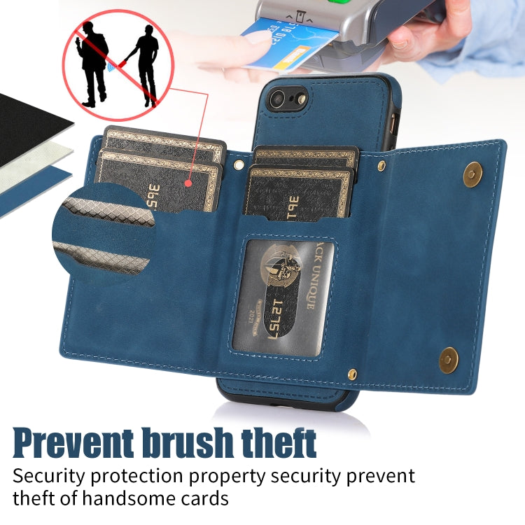 For iPhone 6/6s Three-fold RFID Leather Phone Case with Lanyard