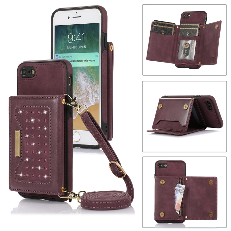 For iPhone 6/6s Three-fold RFID Leather Phone Case with Lanyard