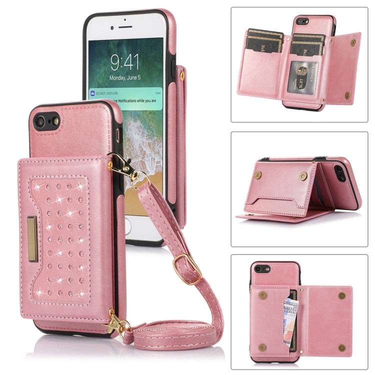 For iPhone 6/6s Three-fold RFID Leather Phone Case with Lanyard