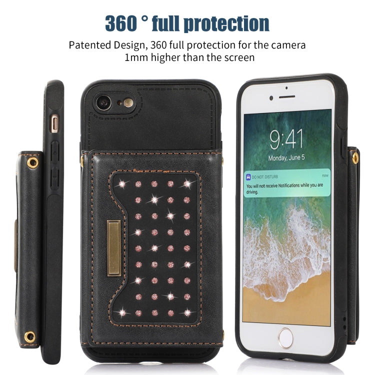 For iPhone 6 Plus Three-fold RFID Leather Phone Case with Lanyard