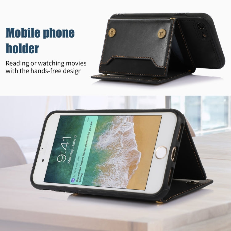 For iPhone 6 Plus Three-fold RFID Leather Phone Case with Lanyard