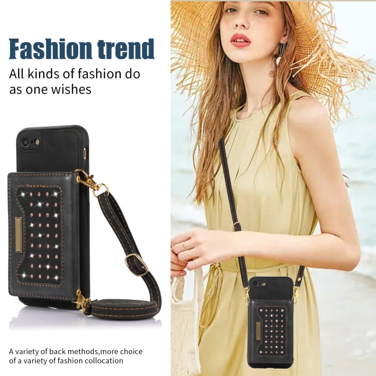 For iPhone 6 Plus Three-fold RFID Leather Phone Case with Lanyard