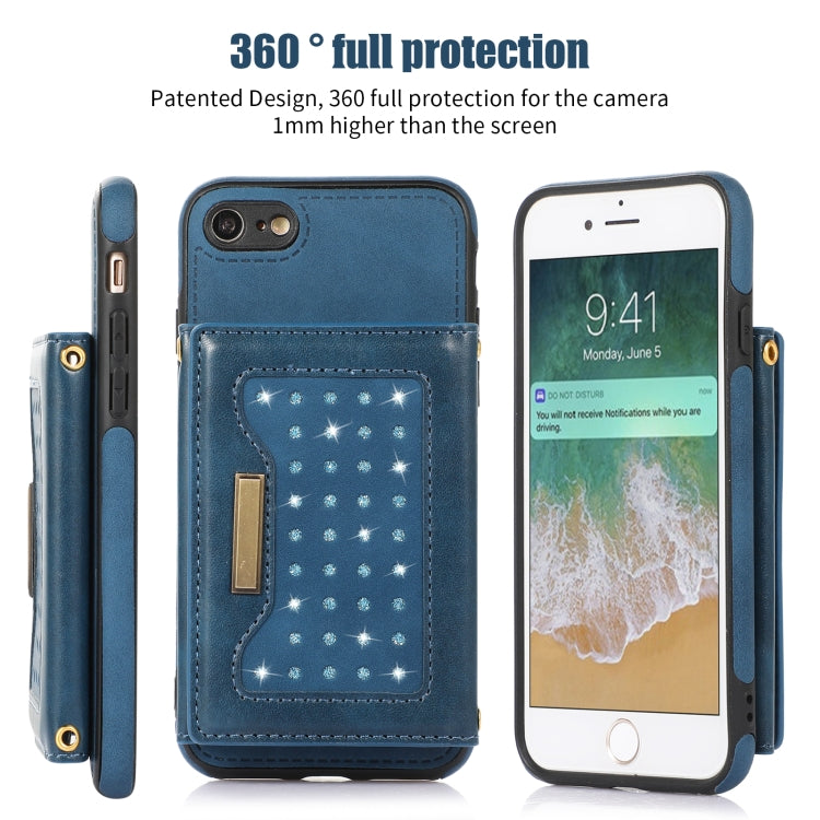For iPhone 6 Plus Three-fold RFID Leather Phone Case with Lanyard