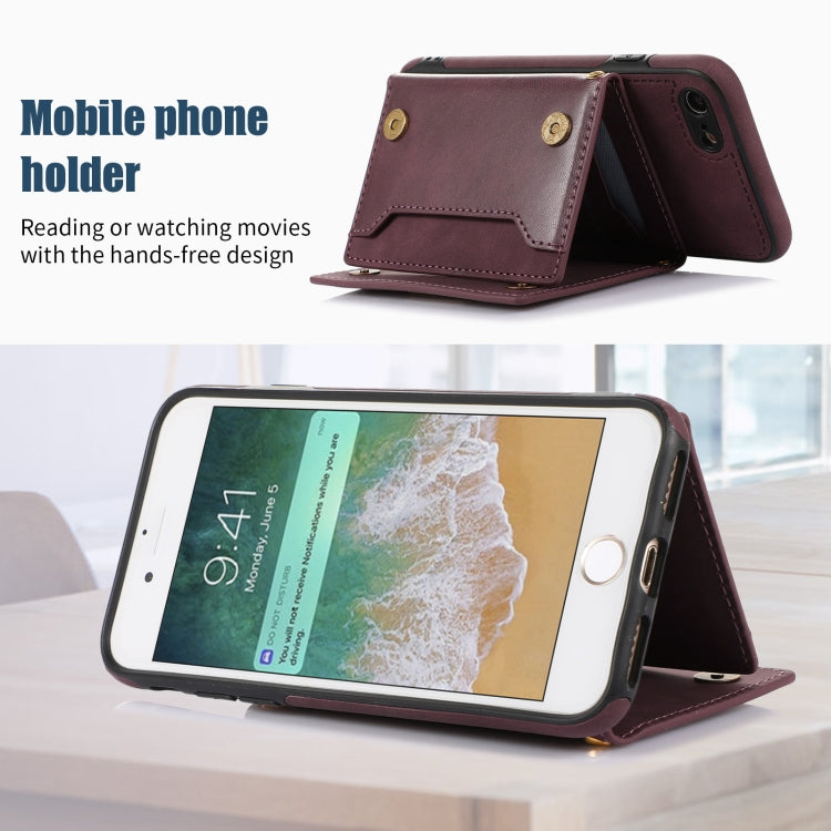 For iPhone 6 Plus Three-fold RFID Leather Phone Case with Lanyard