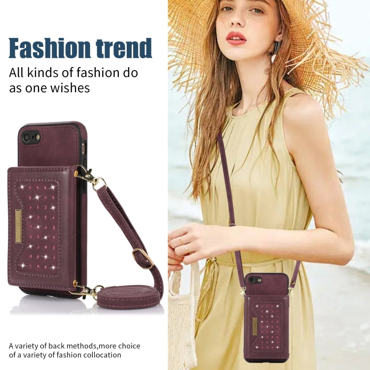 For iPhone 6 Plus Three-fold RFID Leather Phone Case with Lanyard