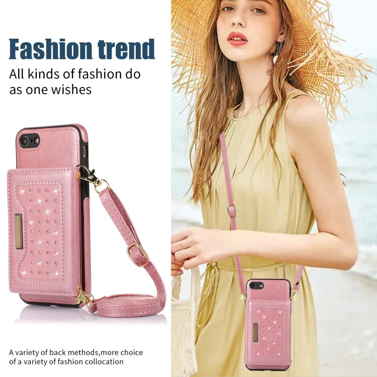 For iPhone 6 Plus Three-fold RFID Leather Phone Case with Lanyard