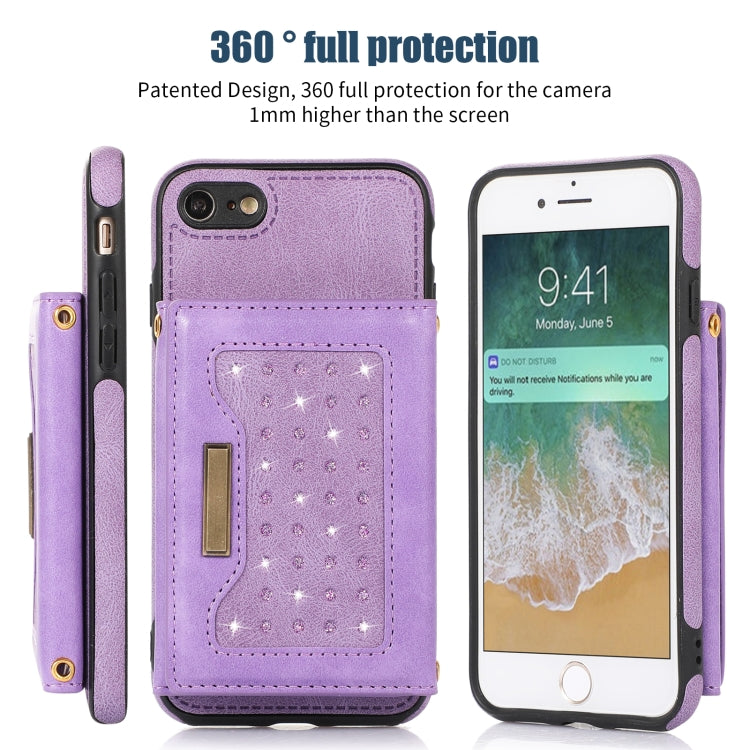 For iPhone 6 Plus Three-fold RFID Leather Phone Case with Lanyard