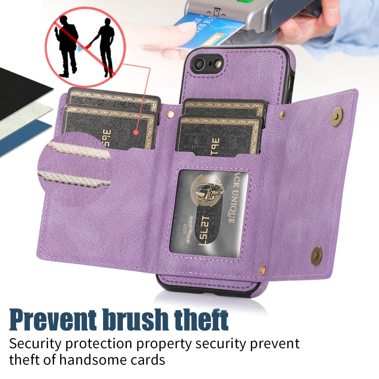 For iPhone 6 Plus Three-fold RFID Leather Phone Case with Lanyard