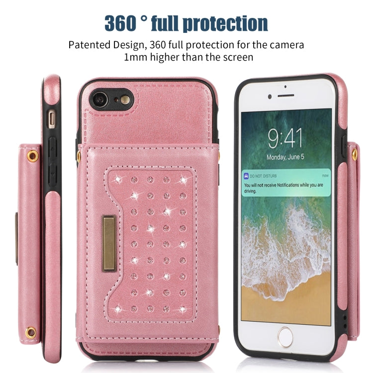 For iPhone 7/8/SE 2020/SE 2022 Three-fold RFID Leather Phone Case with Lanyard