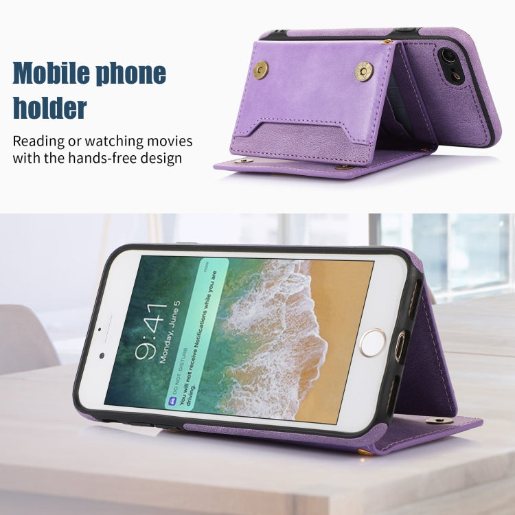 For iPhone 7/8/SE 2020/SE 2022 Three-fold RFID Leather Phone Case with Lanyard