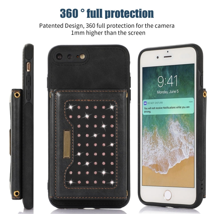 For iPhone 7 Plus/8 Plus Three-fold RFID Leather Phone Case with Lanyard