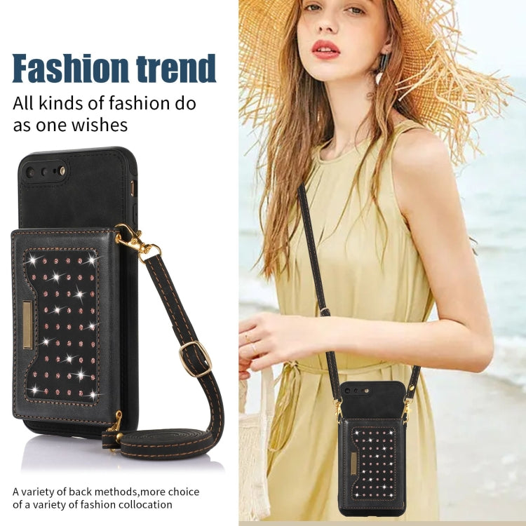 For iPhone 7 Plus/8 Plus Three-fold RFID Leather Phone Case with Lanyard