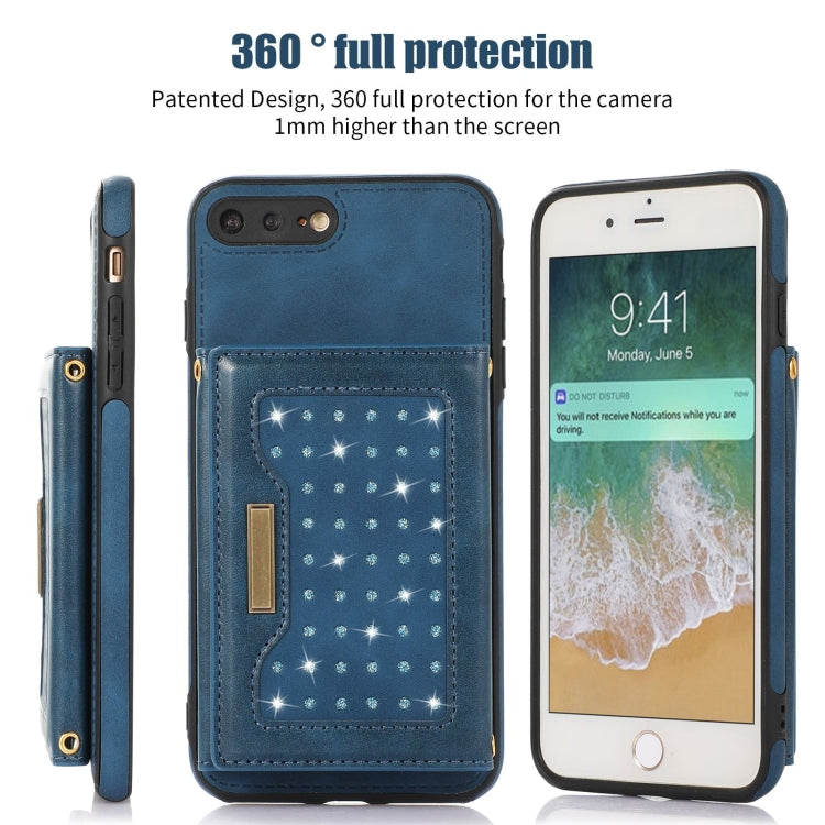 For iPhone 7 Plus/8 Plus Three-fold RFID Leather Phone Case with Lanyard