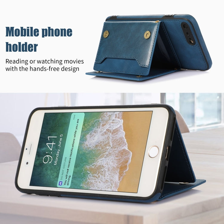 For iPhone 7 Plus/8 Plus Three-fold RFID Leather Phone Case with Lanyard