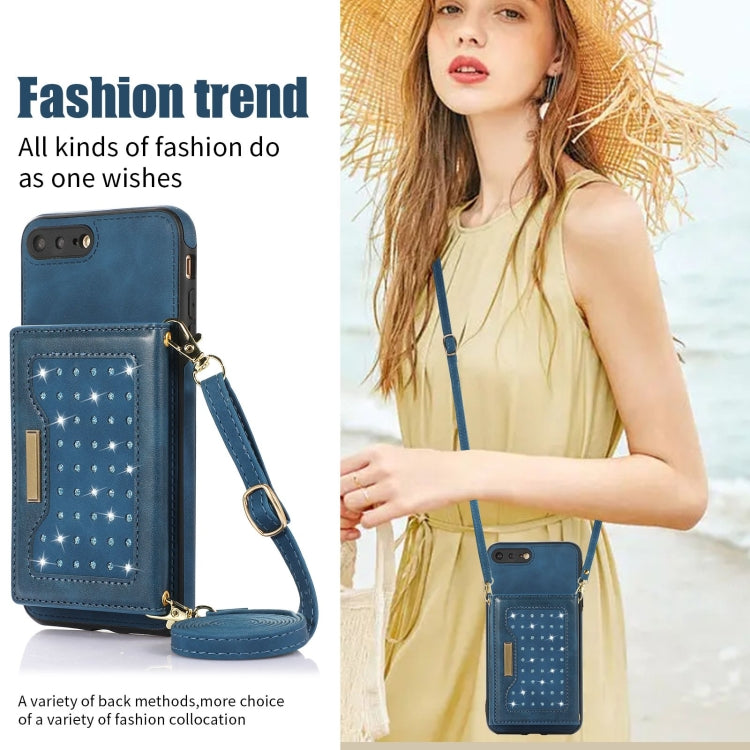 For iPhone 7 Plus/8 Plus Three-fold RFID Leather Phone Case with Lanyard
