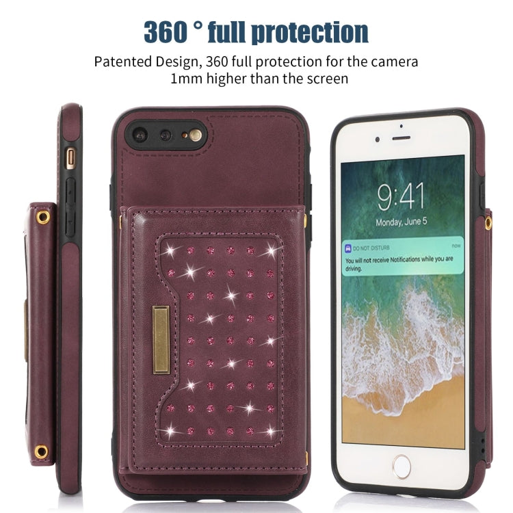 For iPhone 7 Plus/8 Plus Three-fold RFID Leather Phone Case with Lanyard