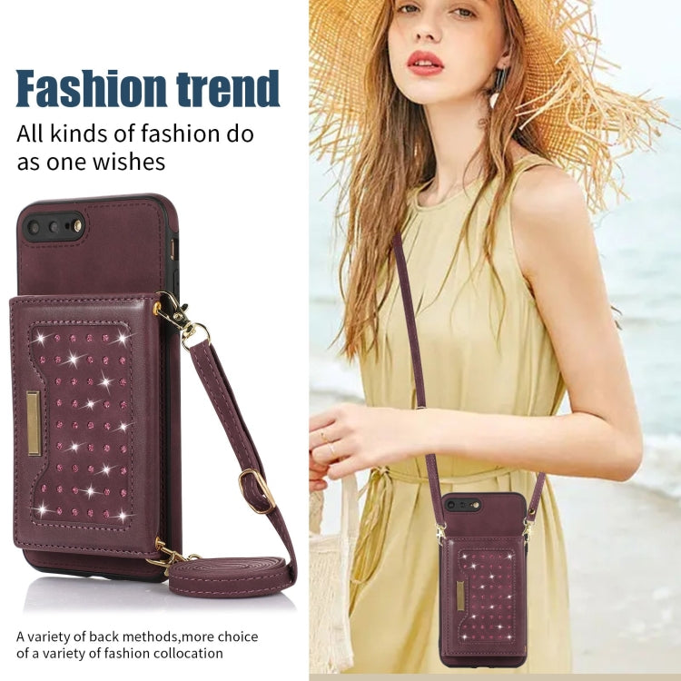 For iPhone 7 Plus/8 Plus Three-fold RFID Leather Phone Case with Lanyard