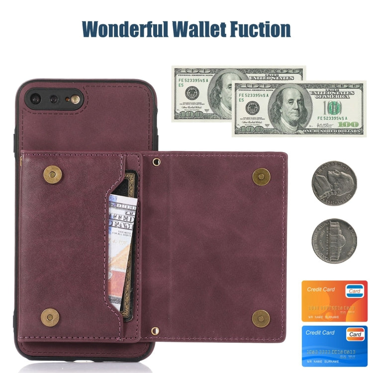 For iPhone 7 Plus/8 Plus Three-fold RFID Leather Phone Case with Lanyard