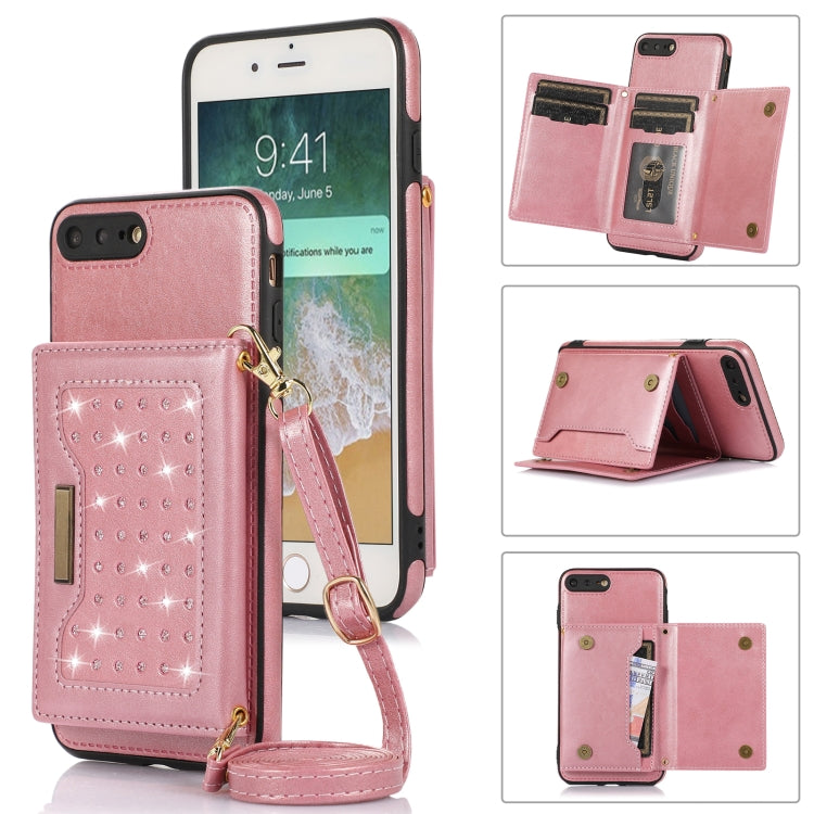 For iPhone 7 Plus/8 Plus Three-fold RFID Leather Phone Case with Lanyard