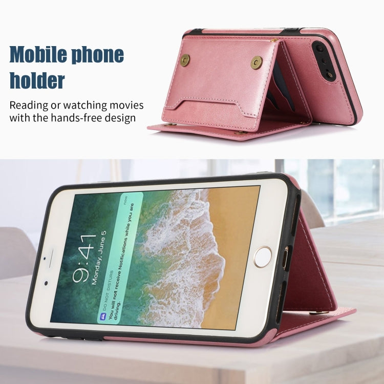 For iPhone 7 Plus/8 Plus Three-fold RFID Leather Phone Case with Lanyard