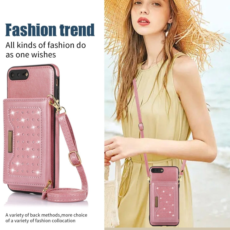 For iPhone 7 Plus/8 Plus Three-fold RFID Leather Phone Case with Lanyard