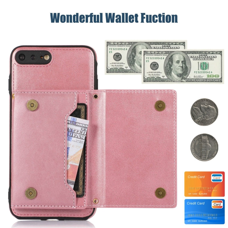 For iPhone 7 Plus/8 Plus Three-fold RFID Leather Phone Case with Lanyard