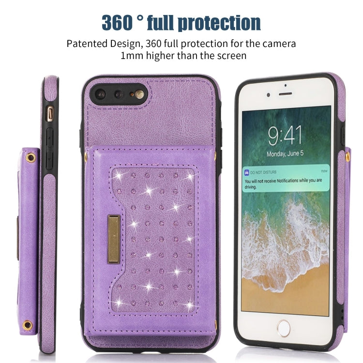 For iPhone 7 Plus/8 Plus Three-fold RFID Leather Phone Case with Lanyard