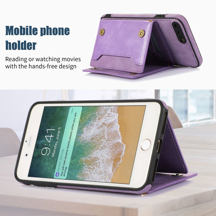For iPhone 7 Plus/8 Plus Three-fold RFID Leather Phone Case with Lanyard