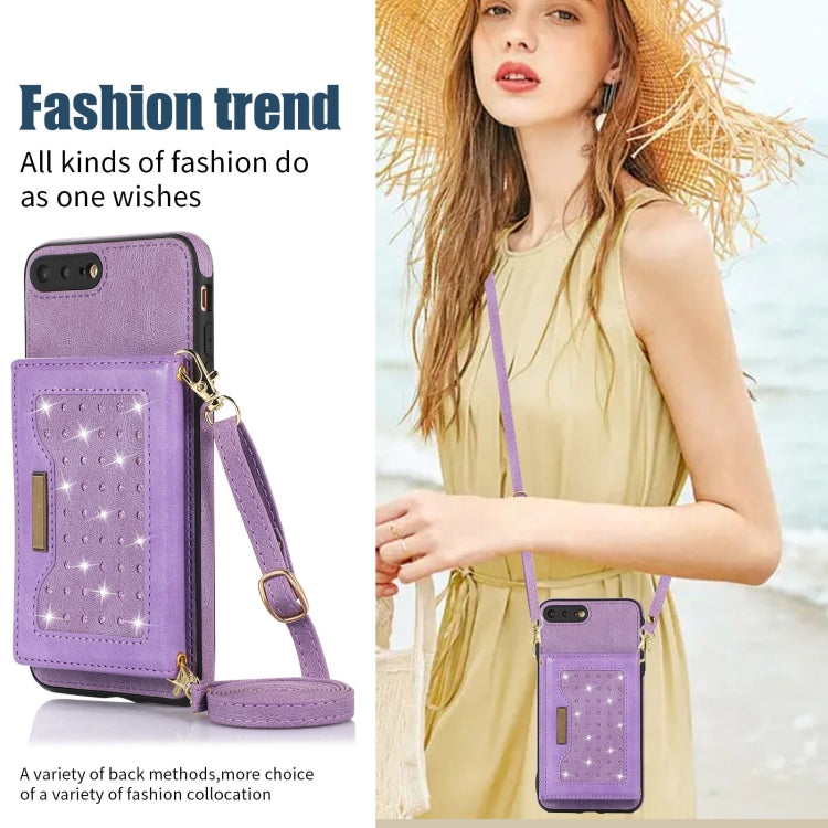 For iPhone 7 Plus/8 Plus Three-fold RFID Leather Phone Case with Lanyard