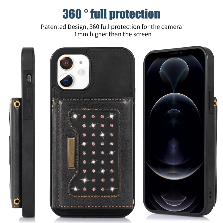 For iPhone 11 Three-fold RFID Leather Phone Case with Lanyard