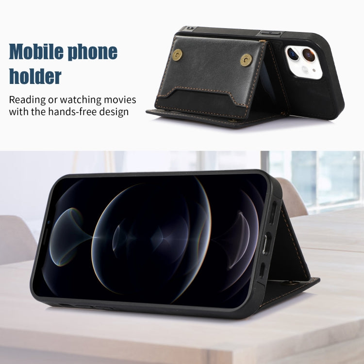For iPhone 11 Three-fold RFID Leather Phone Case with Lanyard