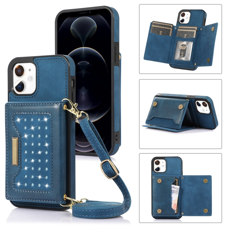 For iPhone 11 Three-fold RFID Leather Phone Case with Lanyard