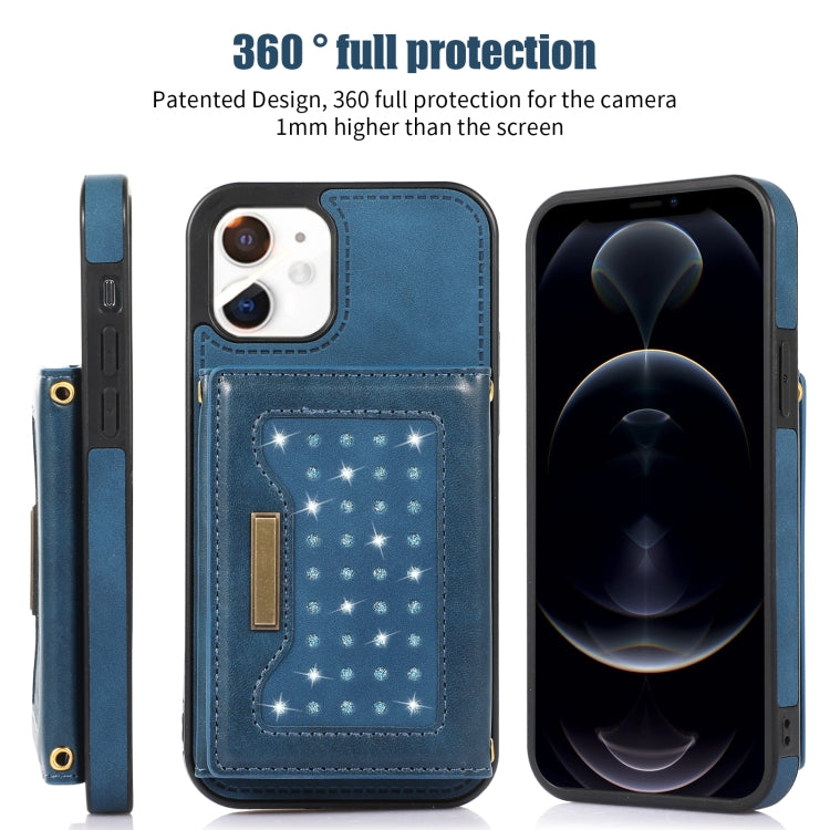 For iPhone 11 Three-fold RFID Leather Phone Case with Lanyard