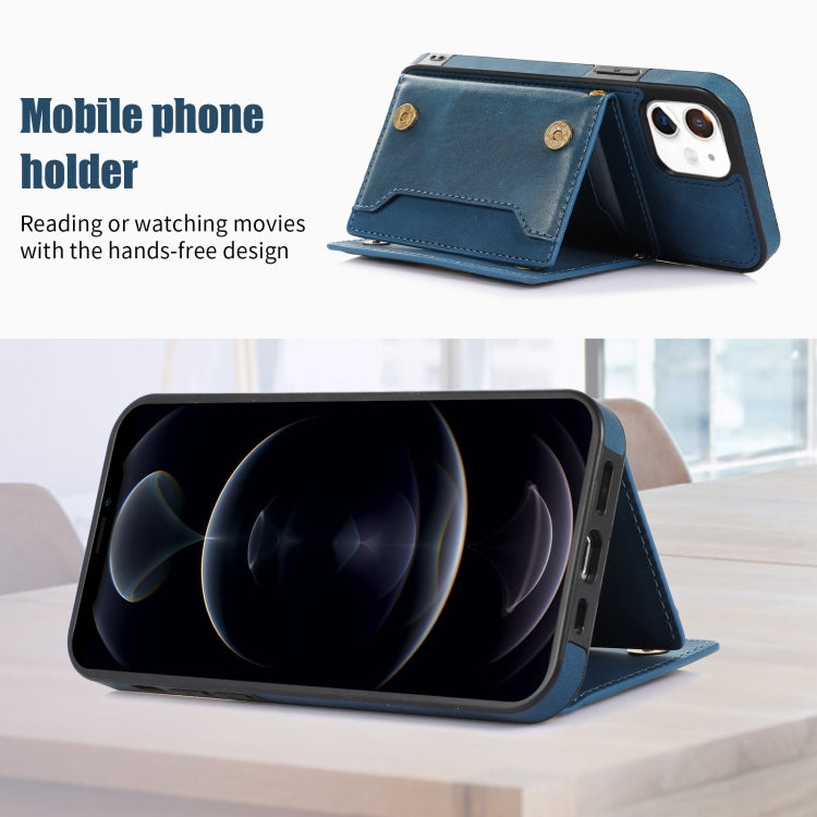 For iPhone 11 Three-fold RFID Leather Phone Case with Lanyard