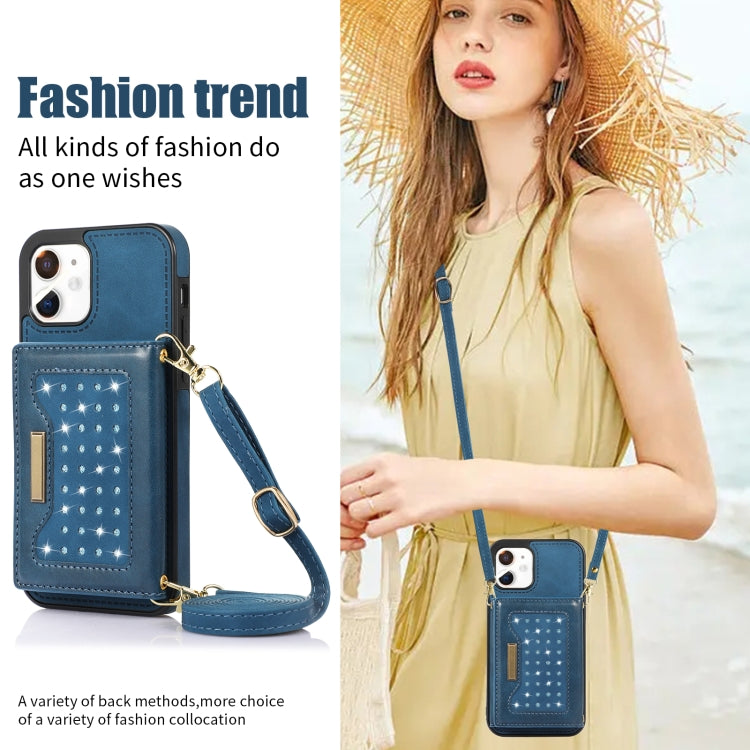 For iPhone 11 Three-fold RFID Leather Phone Case with Lanyard