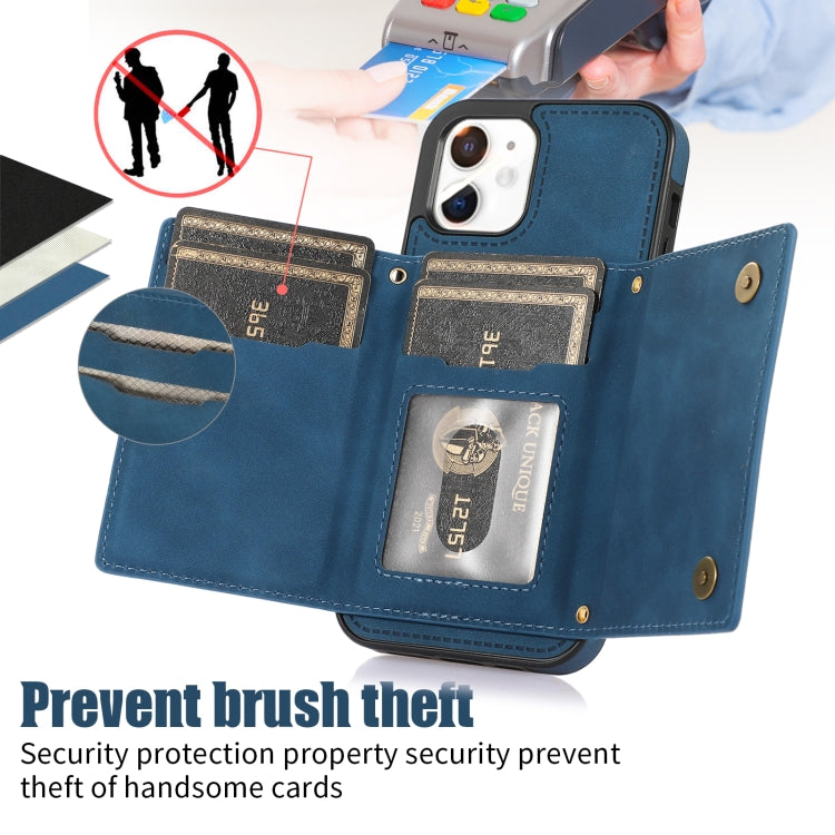 For iPhone 11 Three-fold RFID Leather Phone Case with Lanyard