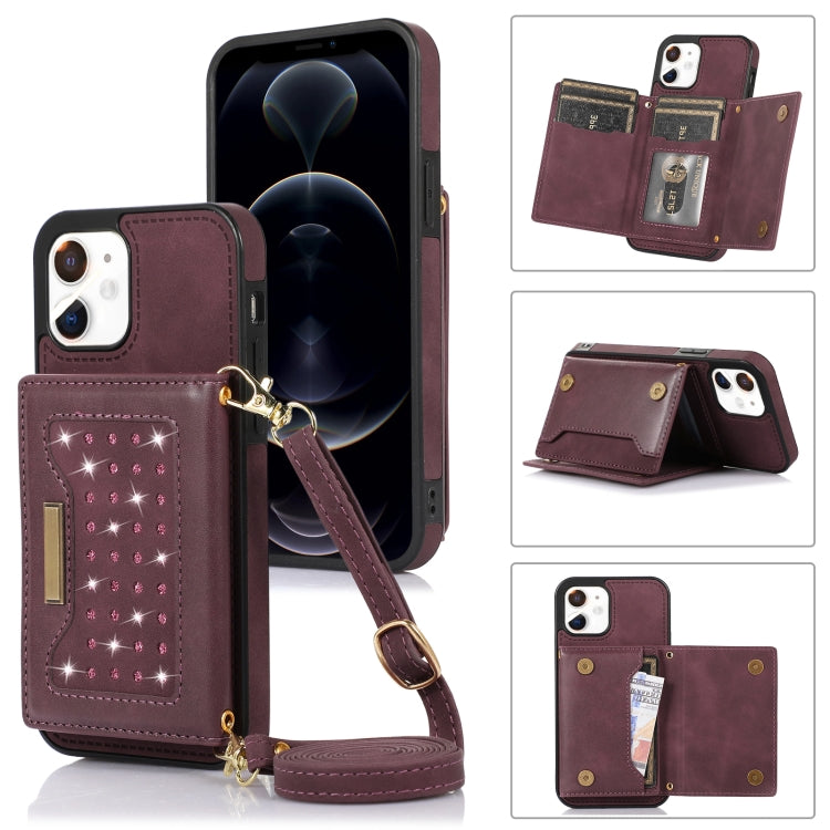 For iPhone 11 Three-fold RFID Leather Phone Case with Lanyard