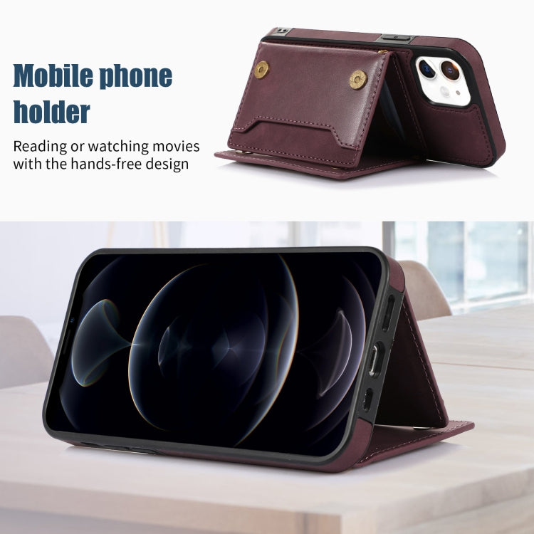 For iPhone 11 Three-fold RFID Leather Phone Case with Lanyard