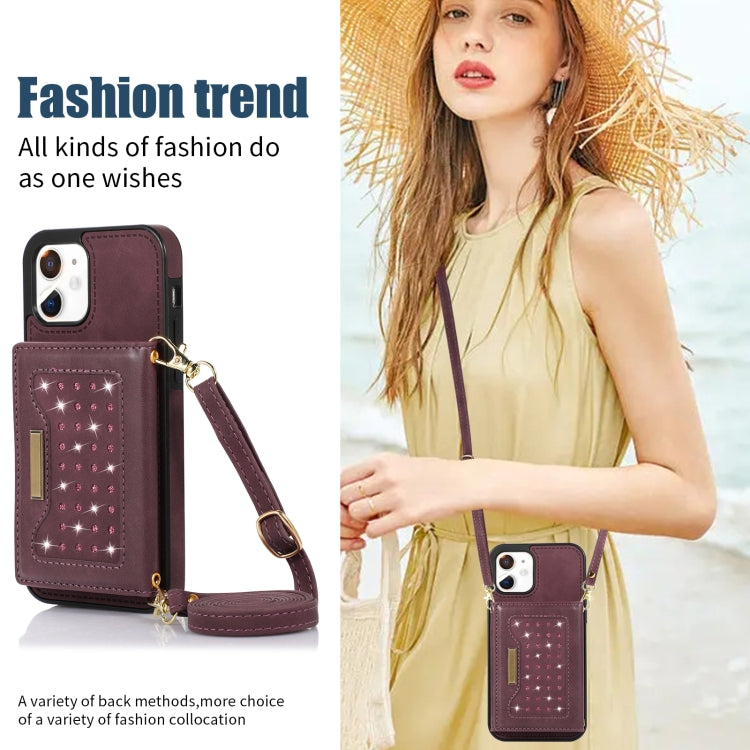 For iPhone 11 Three-fold RFID Leather Phone Case with Lanyard