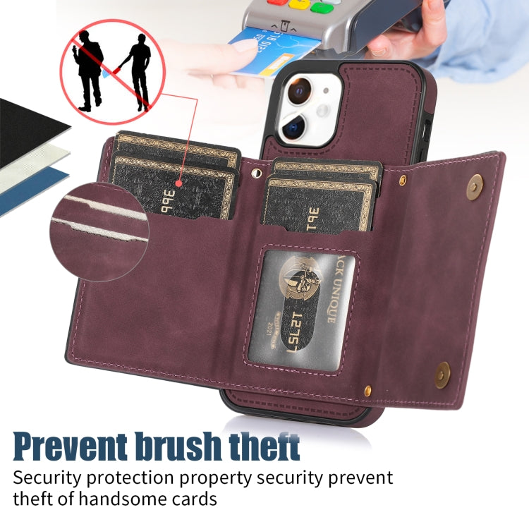 For iPhone 11 Three-fold RFID Leather Phone Case with Lanyard