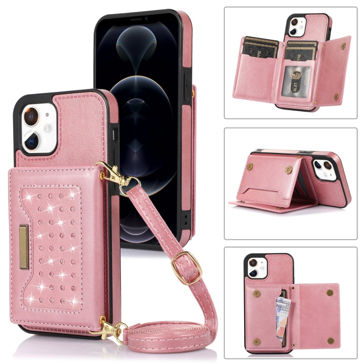 For iPhone 11 Three-fold RFID Leather Phone Case with Lanyard
