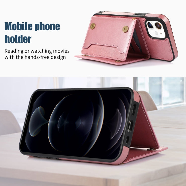 For iPhone 11 Three-fold RFID Leather Phone Case with Lanyard