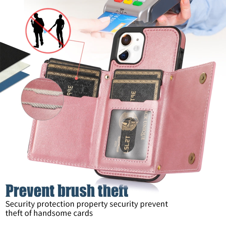 For iPhone 11 Three-fold RFID Leather Phone Case with Lanyard