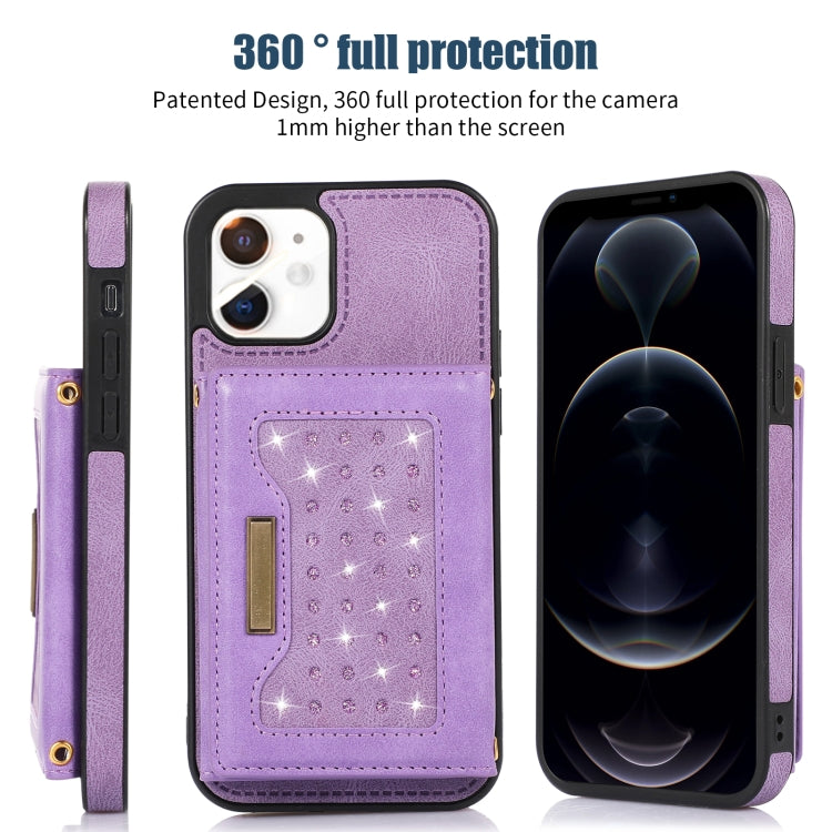 For iPhone 11 Three-fold RFID Leather Phone Case with Lanyard