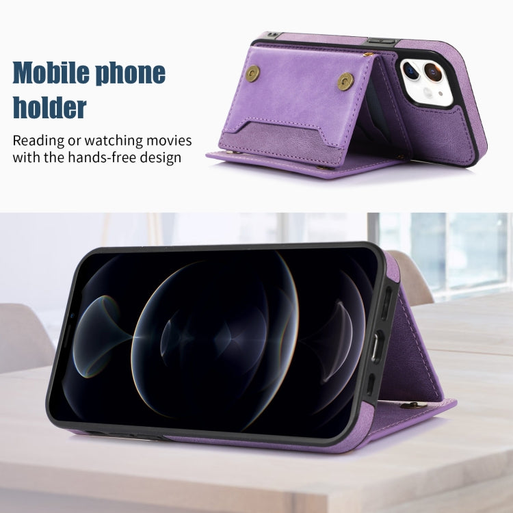 For iPhone 11 Three-fold RFID Leather Phone Case with Lanyard