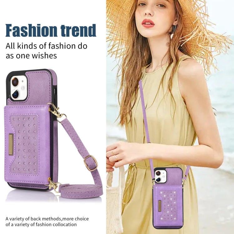 For iPhone 11 Three-fold RFID Leather Phone Case with Lanyard