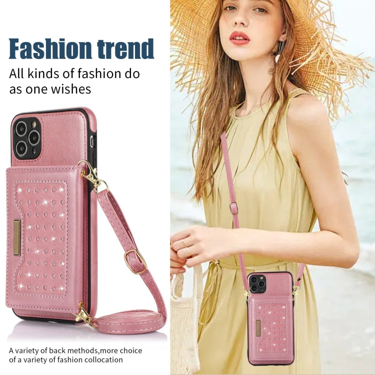 For iPhone 11 Pro Three-fold RFID Leather Phone Case with Lanyard