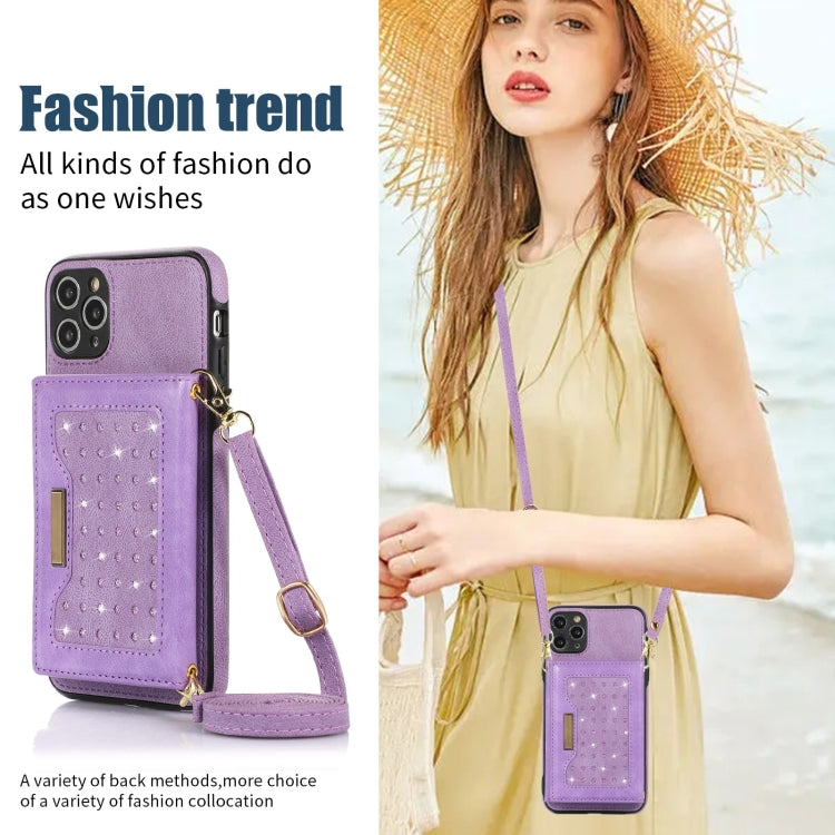 For iPhone 11 Pro Three-fold RFID Leather Phone Case with Lanyard