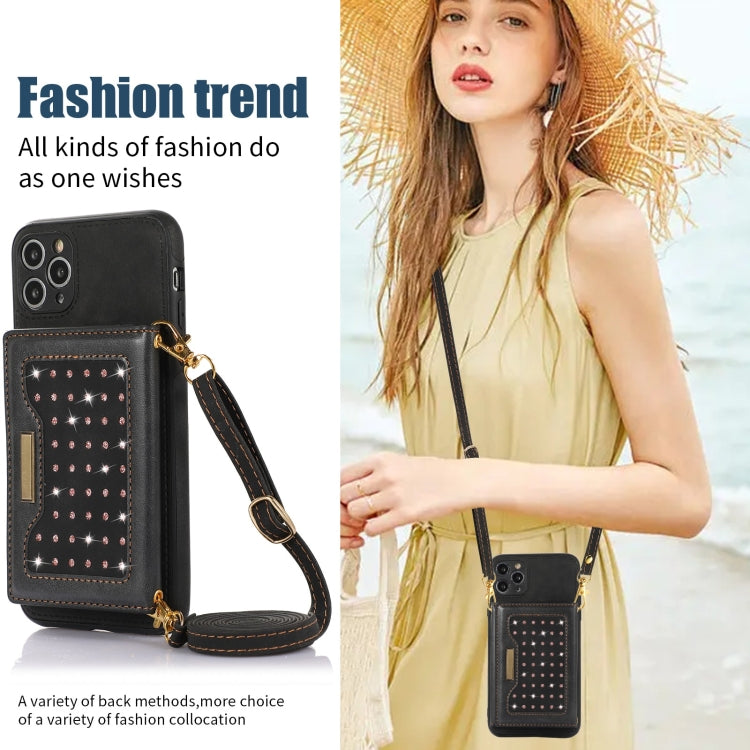 For iPhone 11 Pro Max Three-fold RFID Leather Phone Case with Lanyard